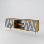 SOLID ZIG ZAG 2-Door TV Stand in Oak Effect