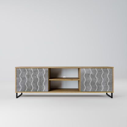 WAVES OF CONCRETE 2-Door TV Stand in Oak Effect