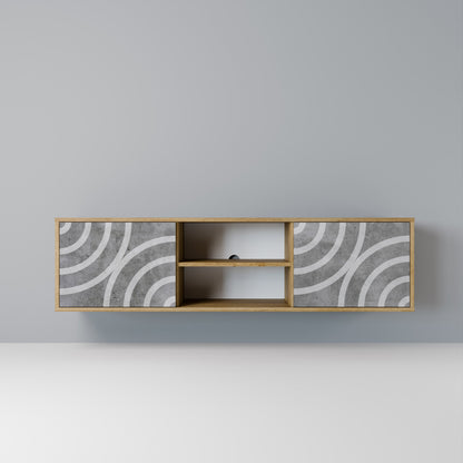 CIRCLE CONCRETE 2-Door TV Stand in Oak Effect