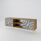 CIRCLE CONCRETE 2-Door TV Stand in Oak Effect