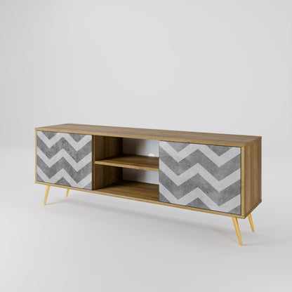 TOUGH ZIG ZAG 2-Door TV Stand in Oak Effect