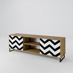 CLASSIC ZIG ZAG 2-Door TV Stand in Oak Effect