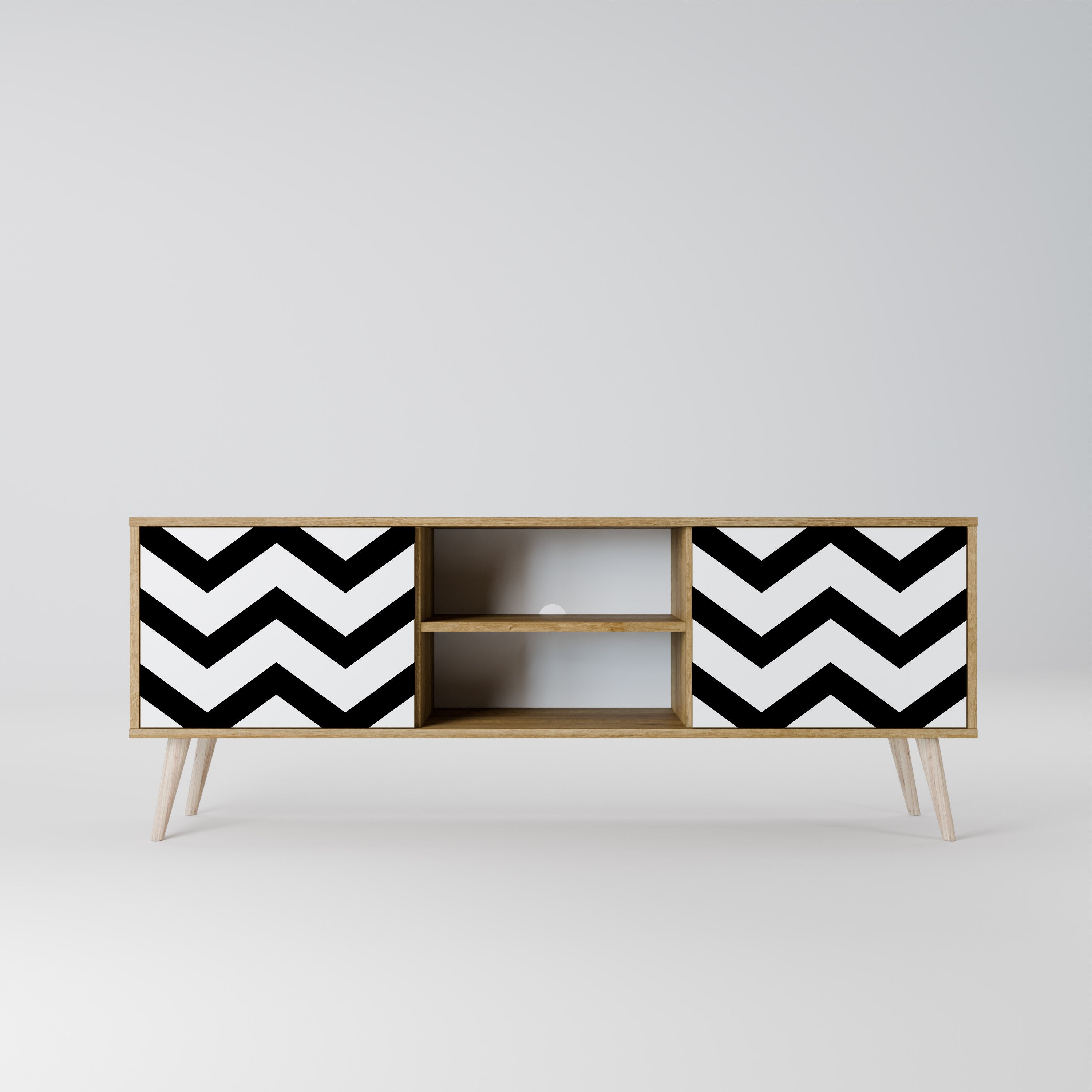 CLASSIC ZIG ZAG 2-dörrars TV-bänk i ekeffekt
