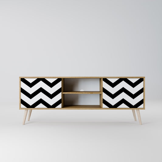 CLASSIC ZIG ZAG 2-dörrars TV-bänk i ekeffekt