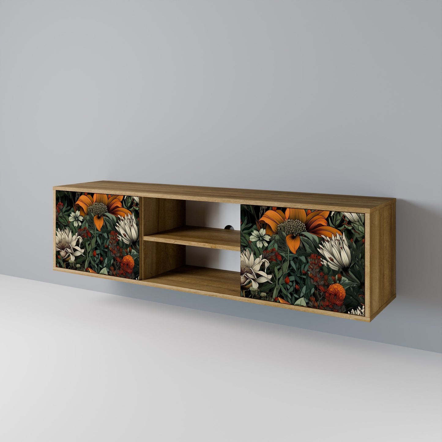 MIDNIGHT SPROUT 2-Door TV Stand in Oak Effect