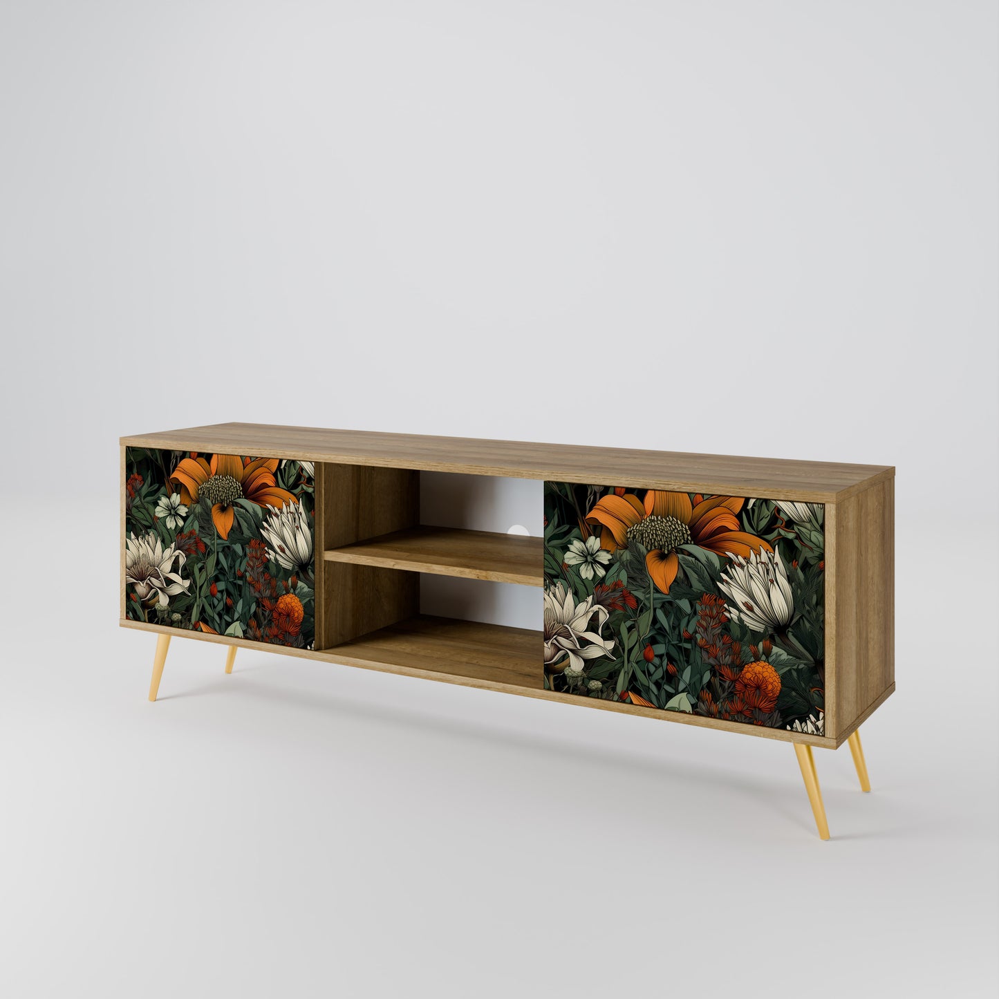 MIDNIGHT SPROUT 2-Door TV Stand in Oak Effect