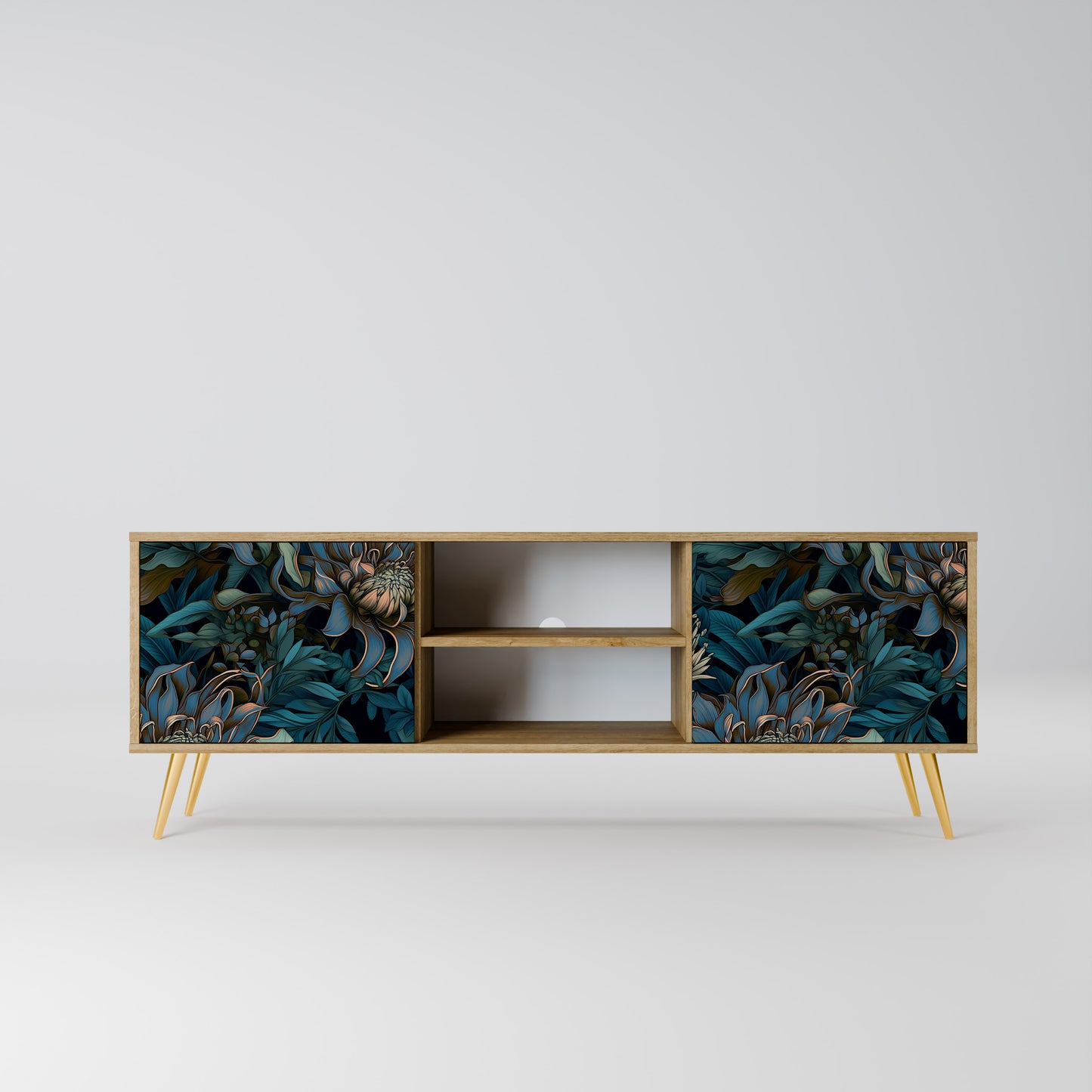 TWILIGHT BLOOM 2-Door TV Stand in Oak Effect