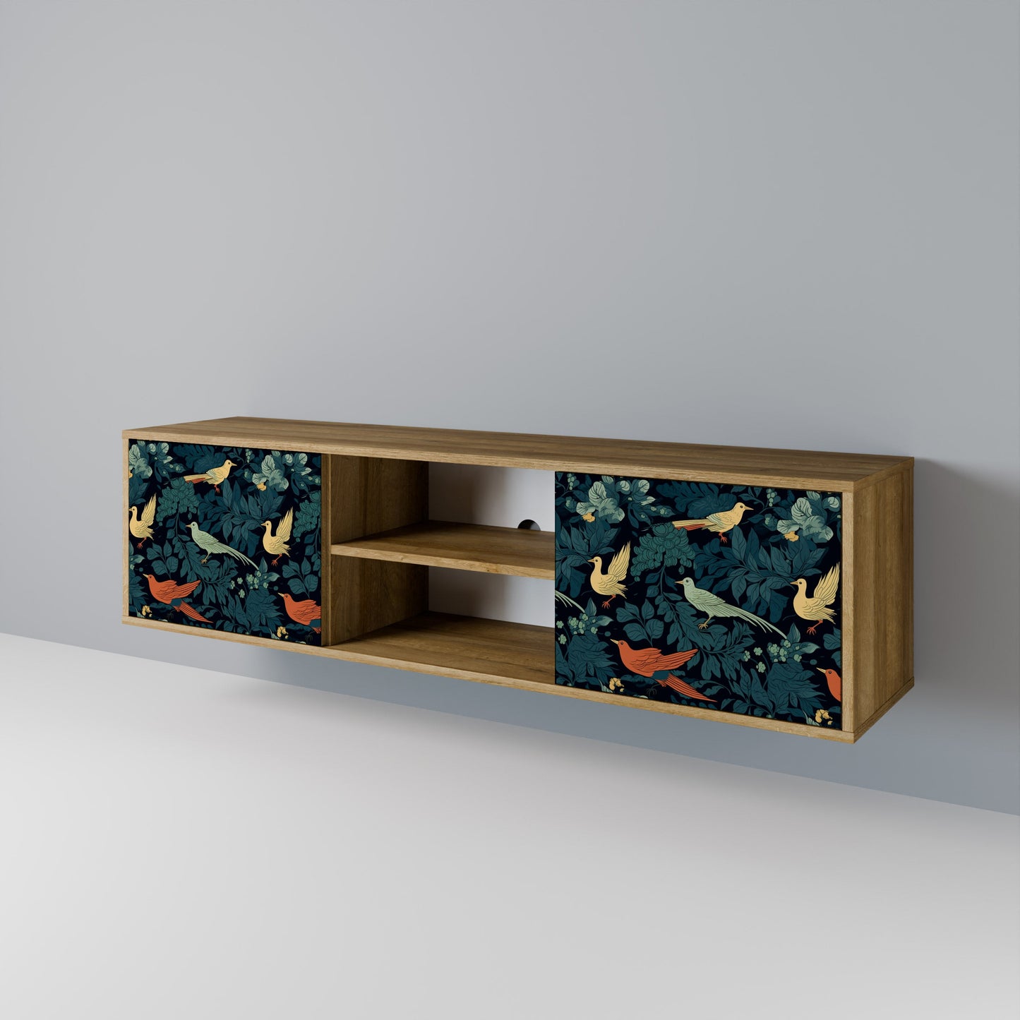 FOWL ORNAMENT 2-dörrars TV-bänk i ekeffekt