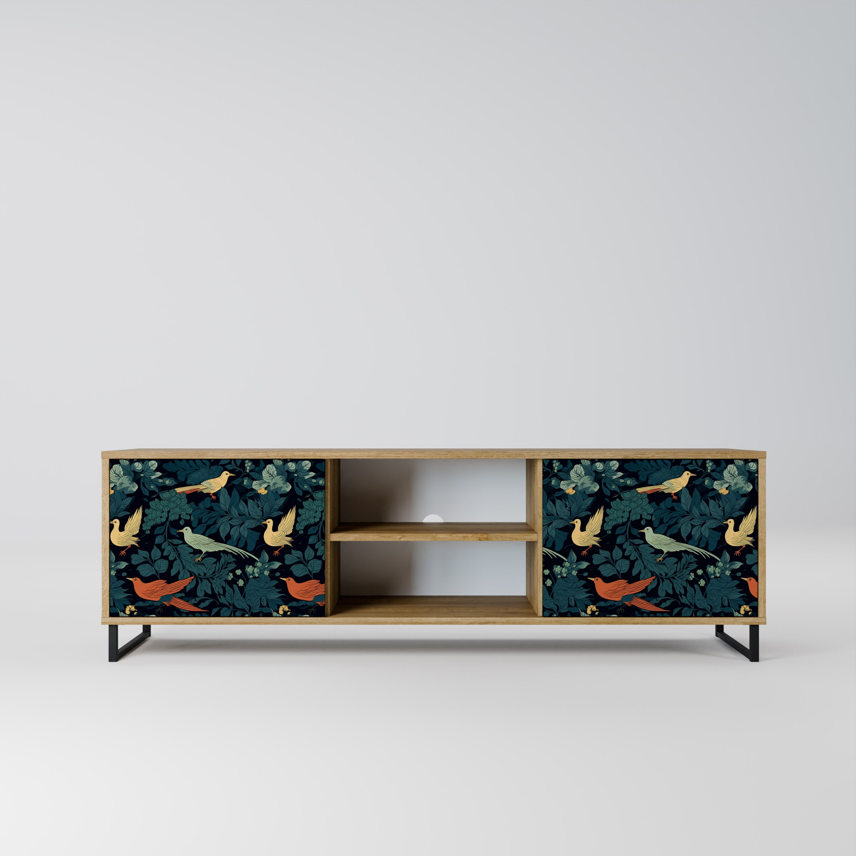 FOWL ORNAMENT 2-dörrars TV-bänk i ekeffekt