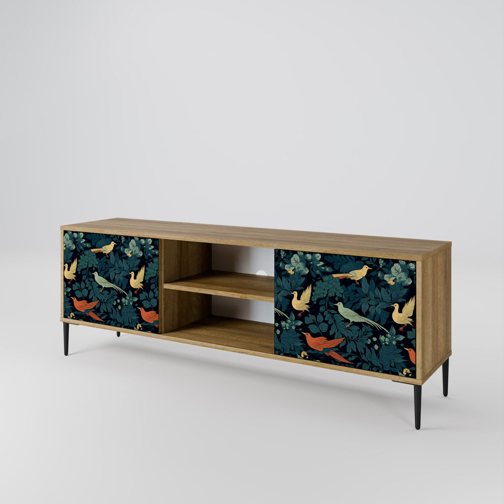 FOWL ORNAMENT 2-dörrars TV-bänk i ekeffekt