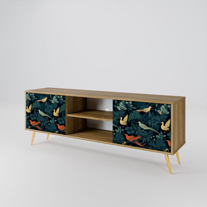 FOWL ORNAMENT 2-dörrars TV-bänk i ekeffekt