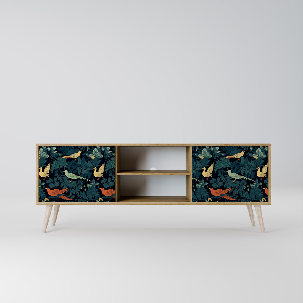 FOWL ORNAMENT 2-dörrars TV-bänk i ekeffekt