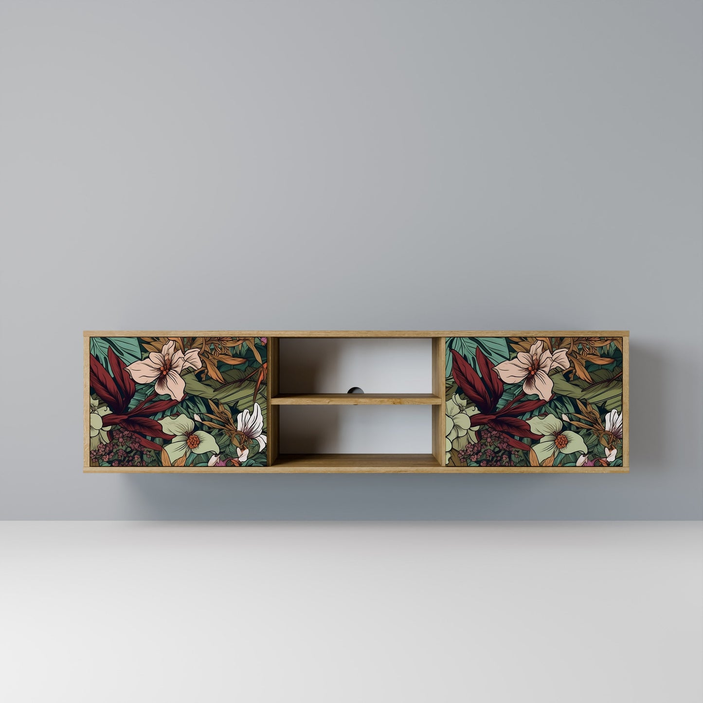 BOTANICAL EMERGENCE 2-dörrars TV-bänk i ekeffekt