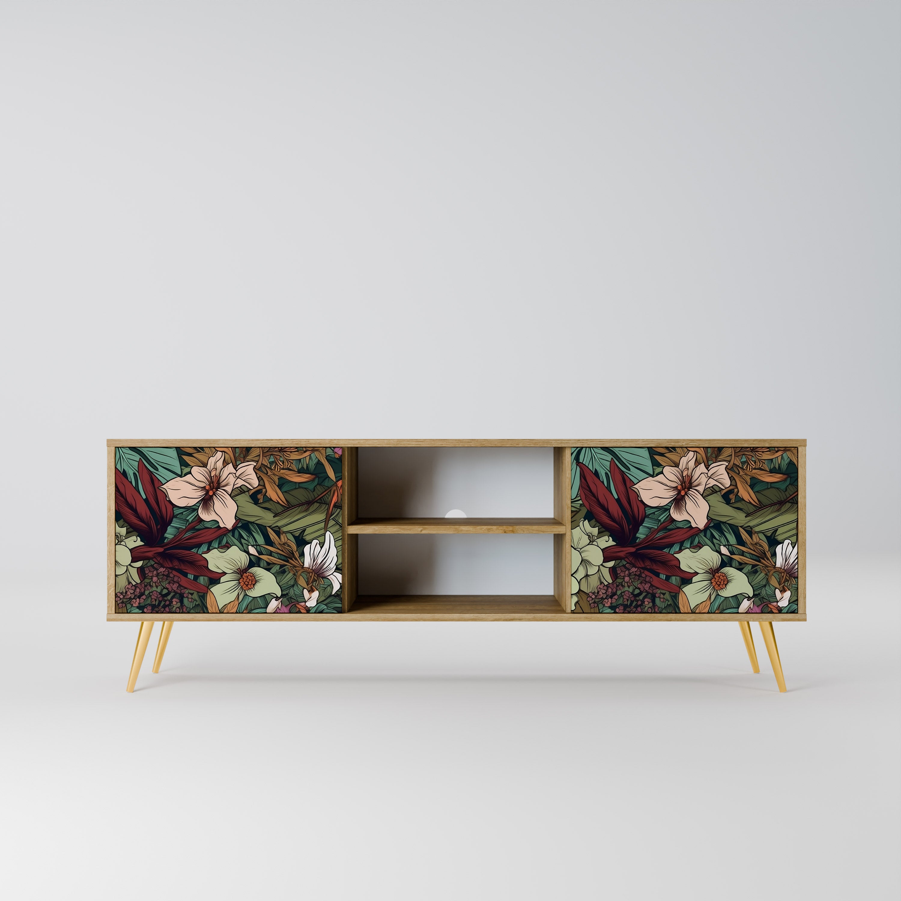 BOTANICAL EMERGENCE 2-dörrars TV-bänk i ekeffekt