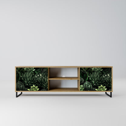 SUCCULENT JUNGLE 2-dörrars TV-bänk i ekeffekt
