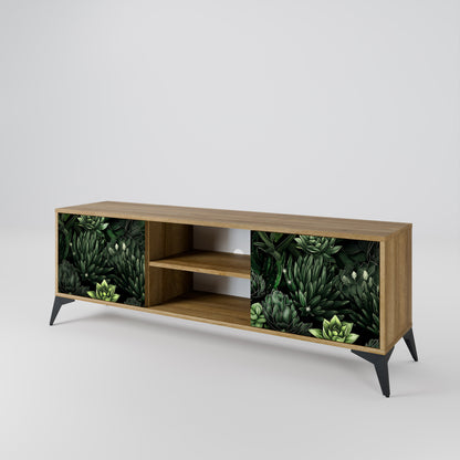SUCCULENT JUNGLE 2-dörrars TV-bänk i ekeffekt