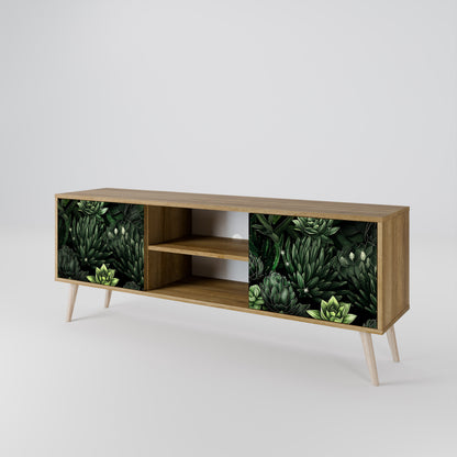 SUCCULENT JUNGLE 2-dörrars TV-bänk i ekeffekt