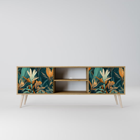 FLORAL SERENITY 2-Door TV Stand in Oak Effect