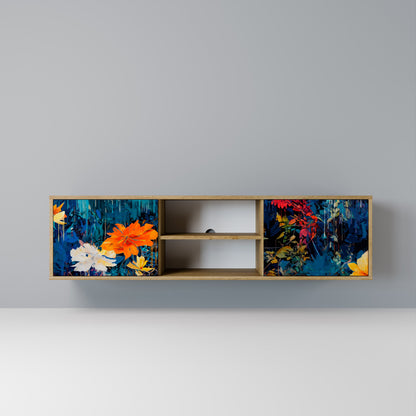 MIDNIGHT BLOSSOM 2-Door TV Stand in Oak Effect