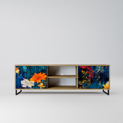 MIDNIGHT BLOSSOM 2-Door TV Stand in Oak Effect