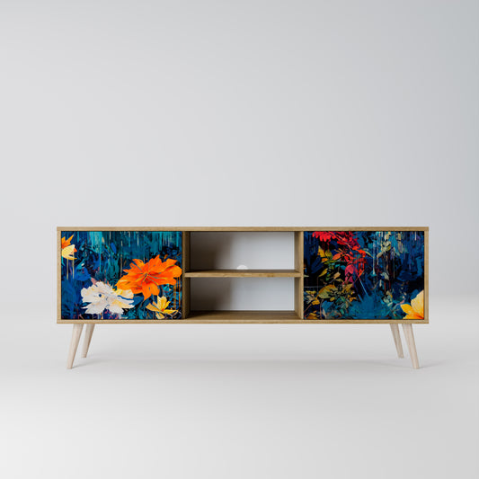 MIDNIGHT BLOSSOM 2-Door TV Stand in Oak Effect