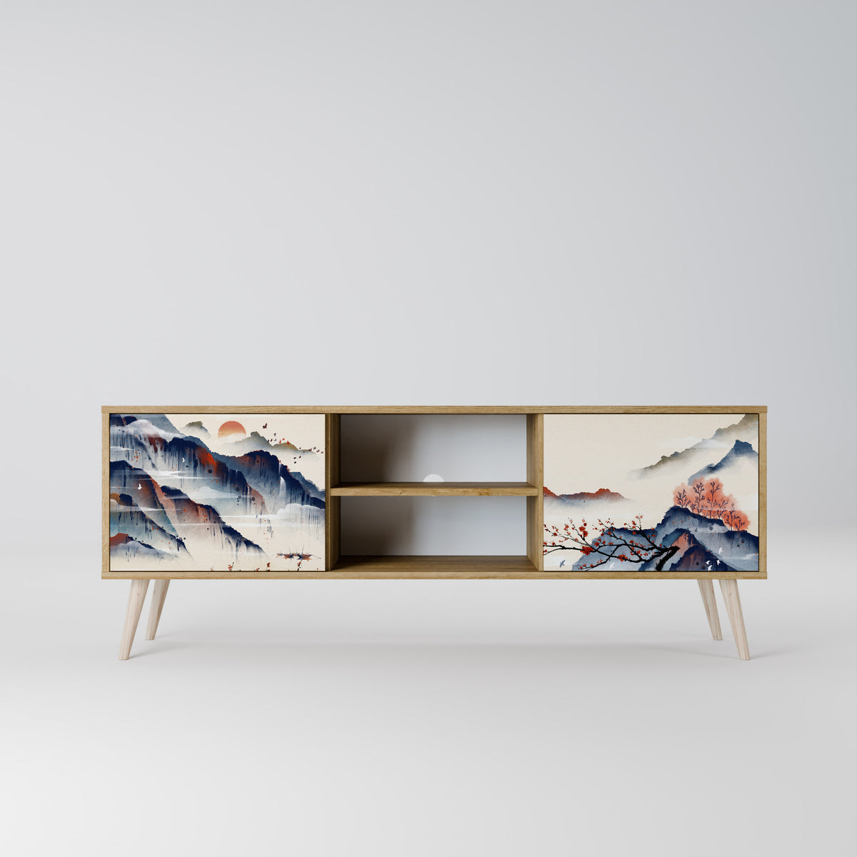 JAPANESE LANDSCAPE TV-bänk med två dörrar