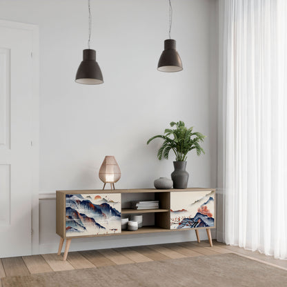 JAPANESE LANDSCAPE 2-Door TV Stand in Oak Effect