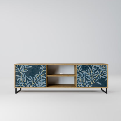 BLUE LEAVES 2-Door TV Stand in Oak Effect