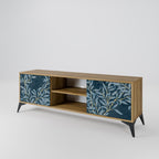 BLUE LEAVES 2-Door TV Stand in Oak Effect