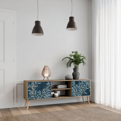 BLUE LEAVES 2-Door TV Stand in Oak Effect