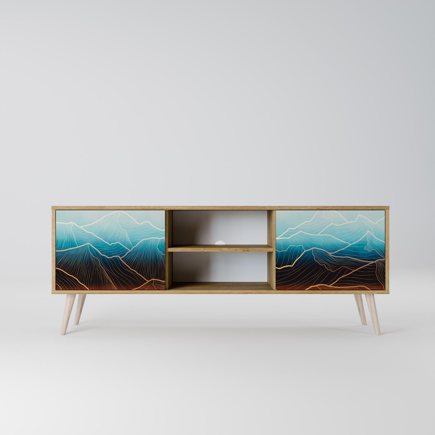 LUNAR SECRETS 2-Door TV Stand in Oak Effect
