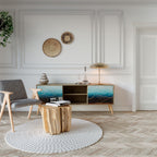 LUNAR SECRETS 2-Door TV Stand in Oak Effect