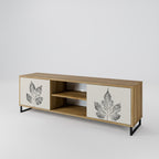 LEAFY STAMPS 2-Door TV Stand in Oak Effect