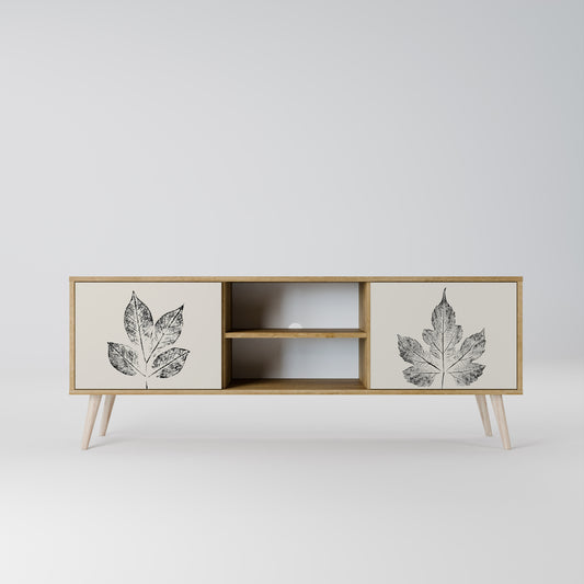 LEAFY STAMPS 2-Door TV Stand in Oak Effect