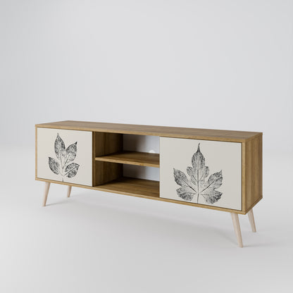 LEAFY STAMPS 2-Door TV Stand in Oak Effect