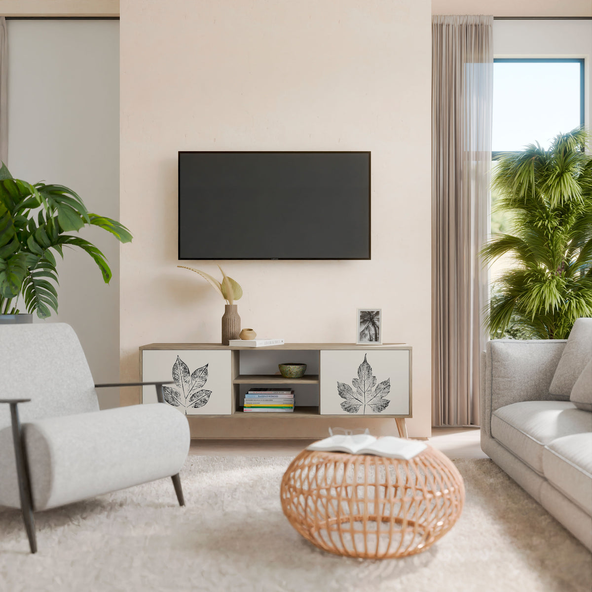 LEAFY STAMPS 2-Door TV Cabinet