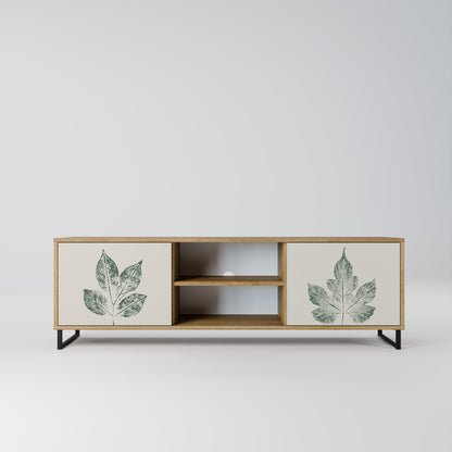 GREEN LEAFY STAMPS 2-Door TV Stand in Oak Effect