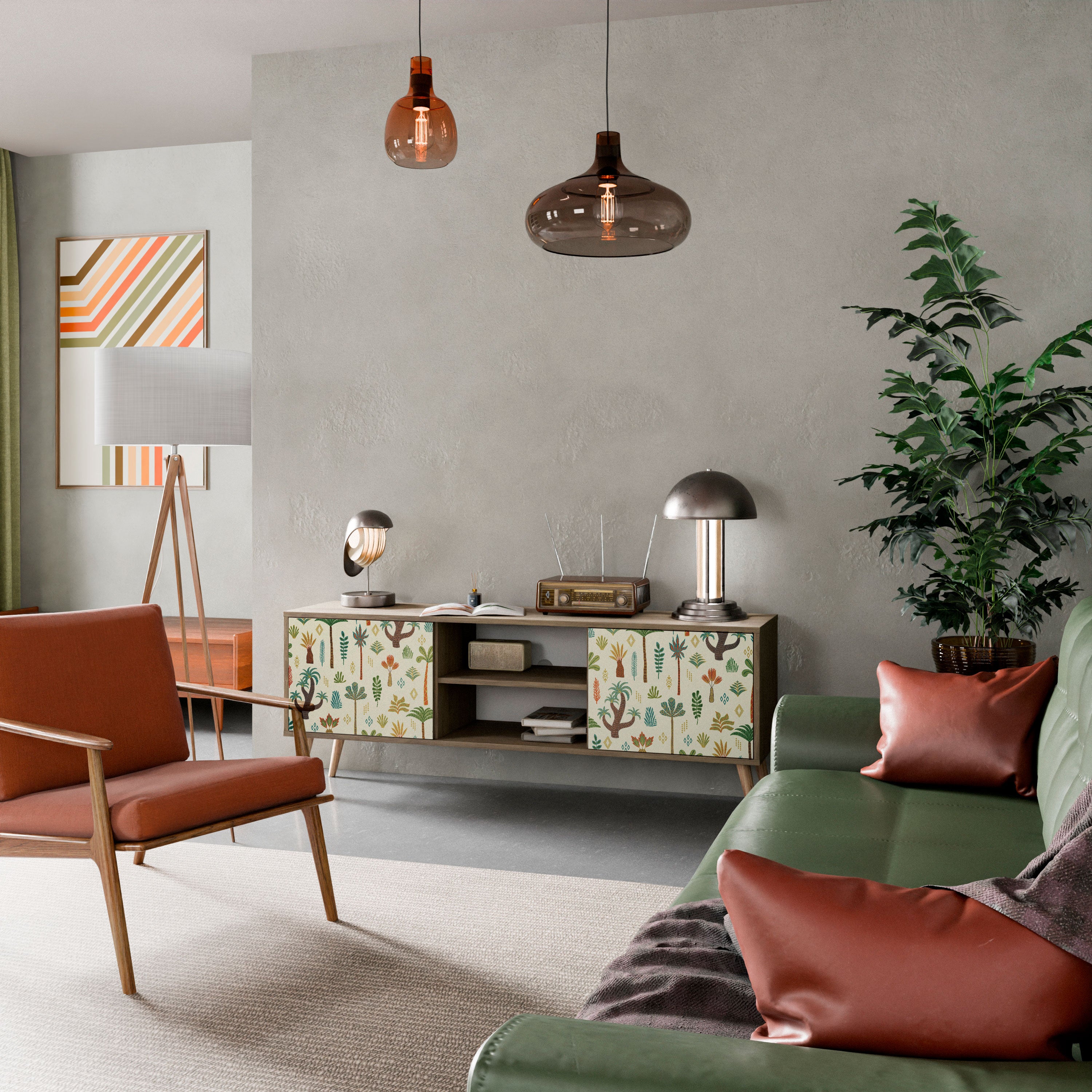 PALM SPRING 2-dörrars TV-bänk i ekeffekt