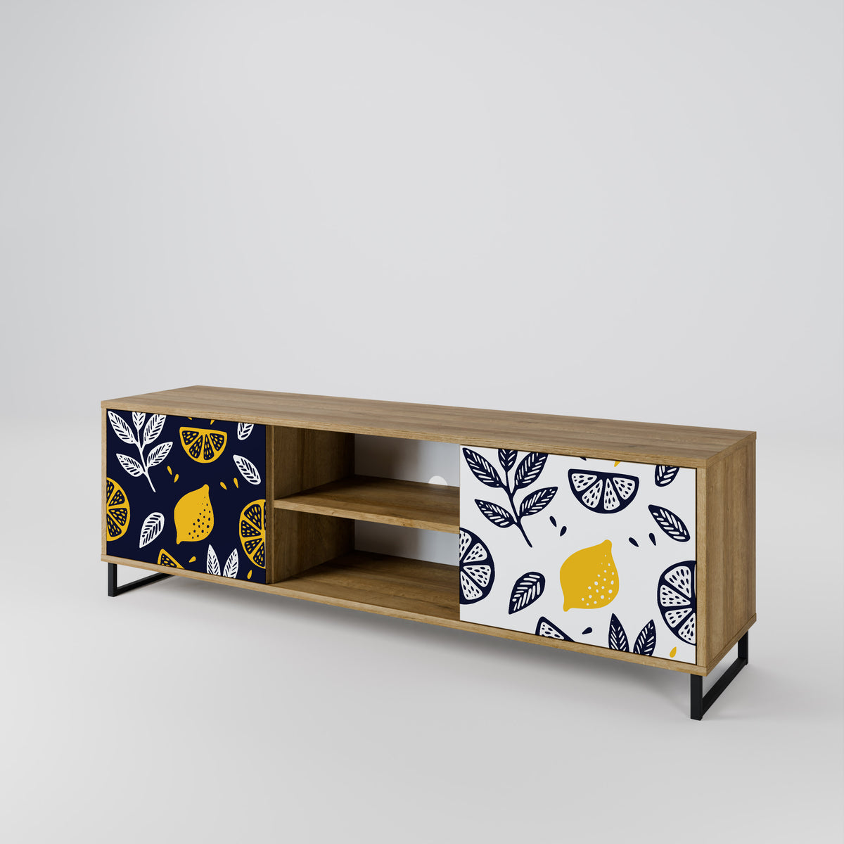 CITRUS BLACK AND WHITE 2-Door TV Cabinet