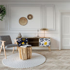 CITRUS BLACK AND WHITE 2-Door TV Stand in Oak Effect