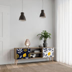 CITRUS BLACK AND WHITE 2-Door TV Stand in Oak Effect