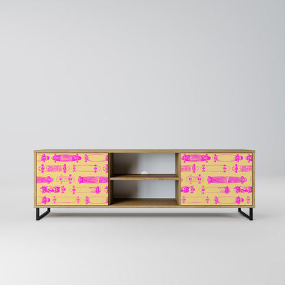 SKATEBOARD ARTISTRY 2-Door TV Stand in Oak Effect