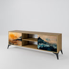 OMINOUS MOUNTAINS 2-Door TV Stand in Oak Effect