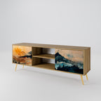 OMINOUS MOUNTAINS 2-Door TV Stand in Oak Effect