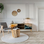 OMINOUS MOUNTAINS 2-Door TV Stand in Oak Effect