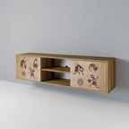 AFRICAN STYLE 2-Door TV Stand in Oak Effect
