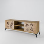 AFRICAN STYLE 2-Door TV Stand in Oak Effect