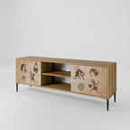 AFRICAN STYLE 2-Door TV Stand in Oak Effect