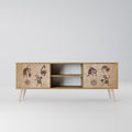 AFRICAN STYLE 2-Door TV Stand in Oak Effect