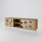 AFRICAN STYLE 2-Door TV Stand in Oak Effect